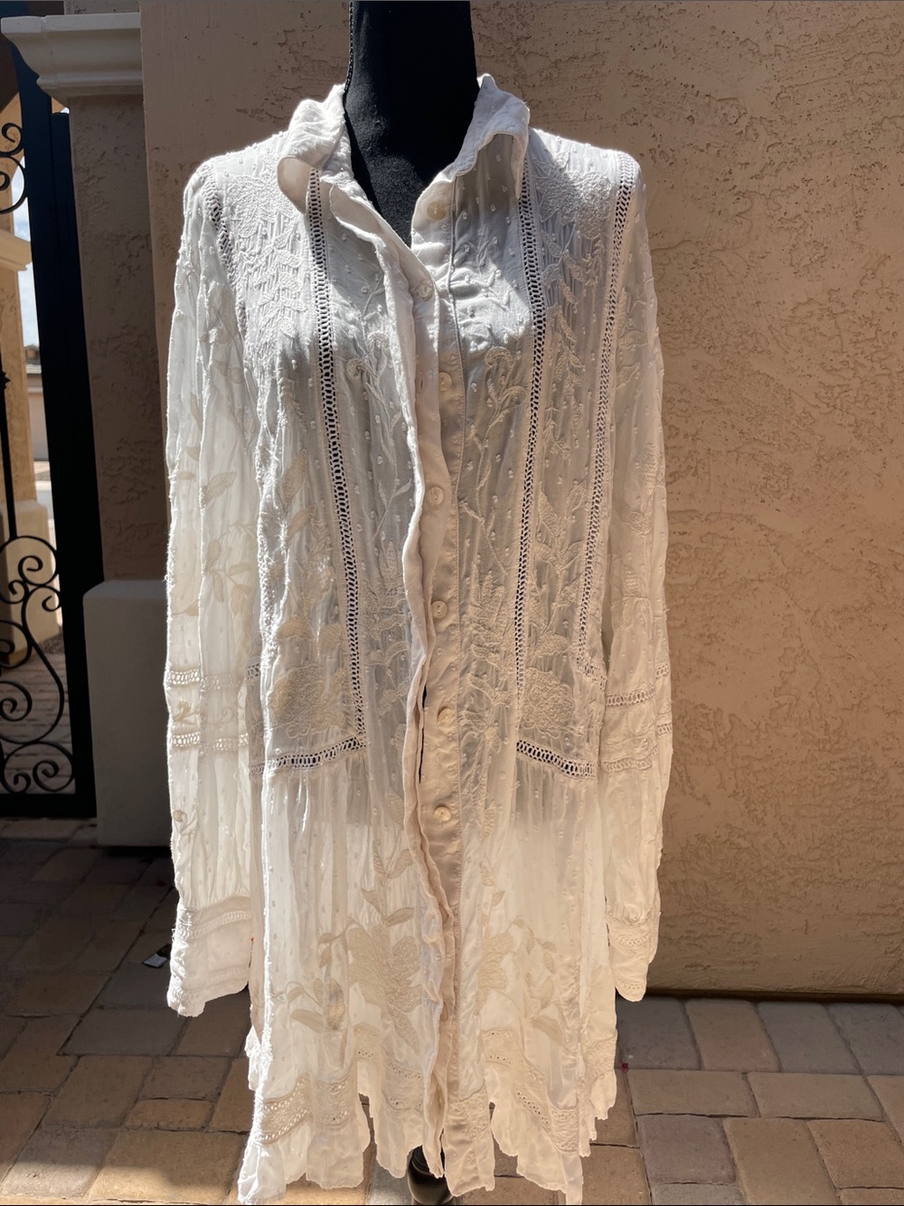 Anthropologie  Off White / Cream Embroidered Lace Dress Updated
